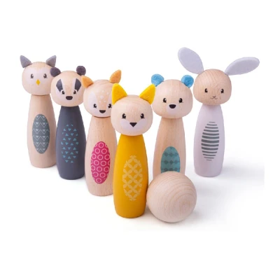 Abbildung von BigJigs Kegelspiel Aus Holz Tierfiguren