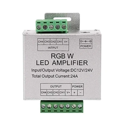 Abbildung von WANGCL RGBW Verstärker Controller Aluminium 4 Kanäle Daten Signal Repeater PWM DC12 V/DC24 V LED für RGB/RGBW