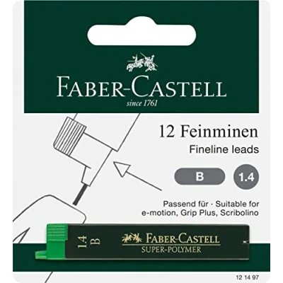 Abbildung von Faber Castell Feinmine Super Polymer 1,4 mm B schwarz auf Blisterkarte