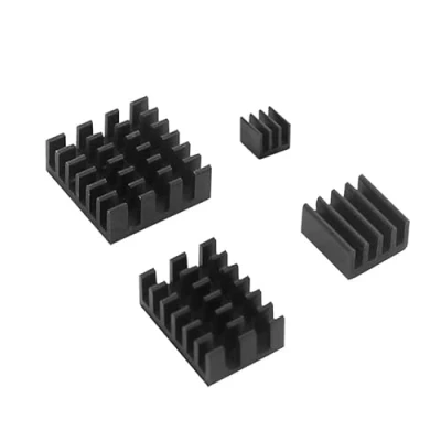 Abbildung von Aluminium Kühlkörper Set 4 Stück schwarz für Raspberry Pi selbstklebend leise passive Kühlung