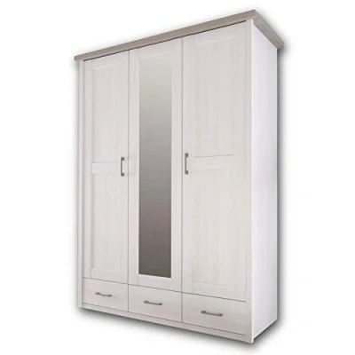 Abbildung von Begabino Kleiderschrank &quot;Luca Schrank Garderobe Landhaus Design&quot;, inklusive Kranzaufsatz Drehtürenschrank mit Schubladen