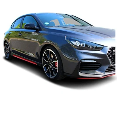 Abbildung von Seitenschweller Dekor Einlage Folie Fahrzeug Front Aufkleber Passgenau Selbstklebend Auto Zubehör D015 (.3M™ 2080 Hotrod Red)