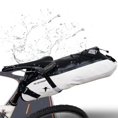 Abbildung von Red Loon Satteltasche für Fahrrad wasserdicht Gepäckträger Tasche Hinterradtasche Fahrradtaschen Bikepacking Backloader Packtasche 15L weiß