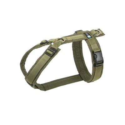Abbildung von Annyx Brustgeschirr FUN in Oliv XS für Welpen alle Hunde verstellbar gepolstert ergonomisch rückenschonend optimale Zugve
