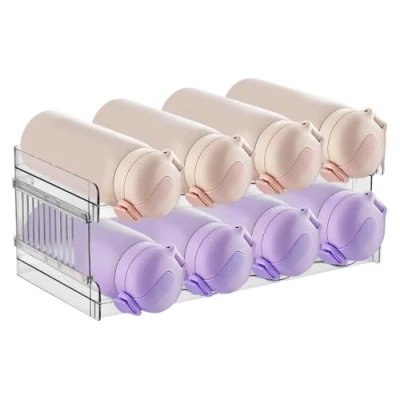Abbildung von 2er Flaschenhalter Flaschenregal Stapelbar Weinregal aus Kunststoff für 8 Flaschen Wasserflaschen Organizer Flaschenauf Bewahrung Weinflaschenhalter Kühlschrank Schrank Küche Vorratskammer