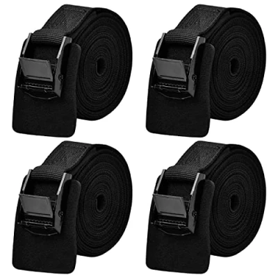 Abbildung von 4 Pcs Spanngurte Verstellbare Zurrgurt mit Klemmschloss Schwarz Befestigungsriemen Ratsche Robuste Spanngurt Befestigungsgurt für Fahrrad Motorrad Auto Camping Gepäckpakete, 25mmx1m (A)