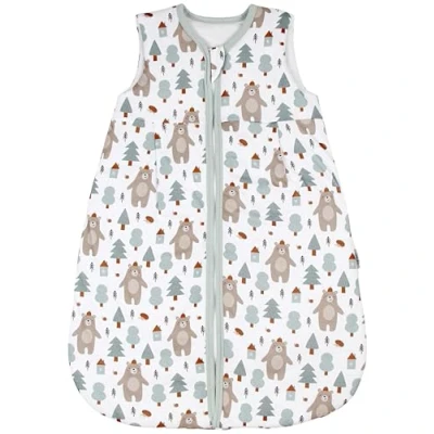Abbildung von TupTam Baby Ganzjahresschlafsack 2.5 TOG, OEKO TEX zertifiziert, wattiert, Unisex, atmungsaktiv, Farbe: Bärchen im Wald Taupe Petrol, Größe: 56 62
