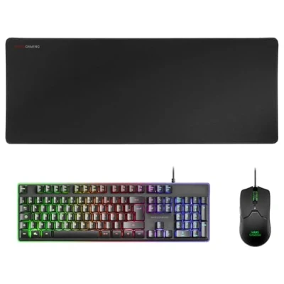 Abbildung von Mars Gaming MCPXBFR, Combo Tastatur H Mech FRGB, Ultralight Mouse 10000DPI &amp; XXL Mousepad, Schwarz, Französische Sprache