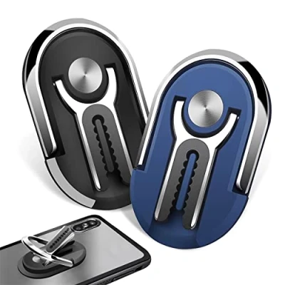 Abbildung von 2 Stück Handyhalter fürs Auto, Finger Handy Ring Halterung, 360 Rotation, Multifunktionaler Universeller Handyhalter, Verwendet für Auto Luftaustritt, Hause (Schwarz + blau)