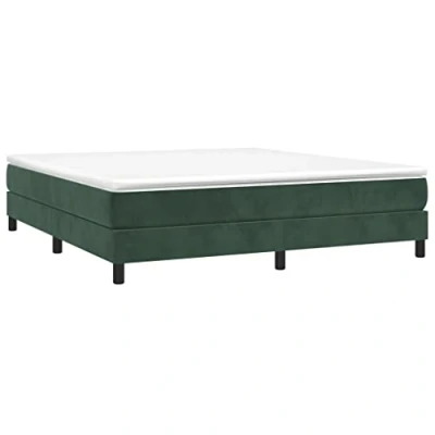 Abbildung von vidaXL Bettgestell, Polsterbett Bett für Schlafzimmer, Bettrahmen mit Lattenrost Stützbeinen, Schlafzimmerbett Doppelbett, Dunkelgrün 160x200cm Samt