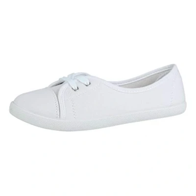 Abbildung von Elara Damen Ballerinas Schnürer Flach Chunkyrayan BD1413 Weiss 39