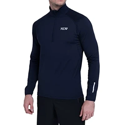 Abbildung von TCA Herren Winter Run Langarm Laufshirt mit Reißverschluss Dunkelblau, XL