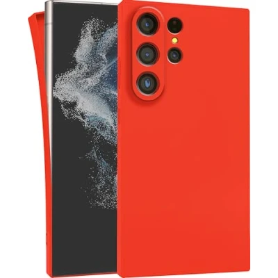 Abbildung von MyGadget Hülle für Samsung Galaxy S23 Ultra robuste Silikon Schutzhülle TPU Case Slim Silikonhülle Back Cover Kratzfest Handyhülle Matt Orange