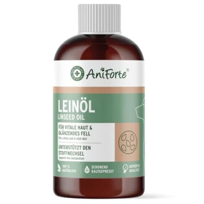 Abbildung von AniForte Leinöl Hunde &amp; Katzen 500ml Natives kaltgepresstes Leinsamenöl, reich an Omega 3 6 Fettsäuren, Barf Öl Zusatz, für