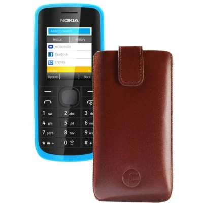 Abbildung von Original Favory Etui Tasche für / Nokia 108 Dual SIM Leder Handytasche Ledertasche Schutzhülle Case Hülle Lasche mit Rückzugfunktion* in braun