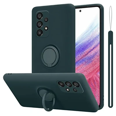 Abbildung von Cadorabo Hülle kompatibel mit Samsung Galaxy A53 5G Schutzhülle TPU Silikon Case Liquid Design Ring Slim Kratzfest Liquidsilikon Microfaser für in Grün