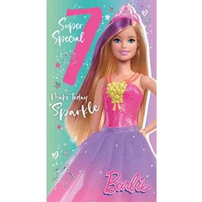 Abbildung von Danilo Promotions LTD Barbie Geburtstagskarte zum 7. Geburtstag, offizielle Alter Geburtstagskarte, Happy Birthday Age 7 Karte