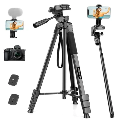 Abbildung von JOILCAN Kamera Stativ, 210.8cm leichtes Handy Stativ für Smartphone &amp; Selfie Stick mit 360Kugelkopf und Fernauslöser, Aluminium Camera Tripod Dreibein Handyhalterung Canon Nikon DSLR