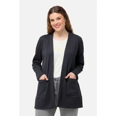 Abbildung von Ulla Popken OPEN Shape LONG Sleeve Strickjacke, Damen, Größe: 54/56, Navy blue