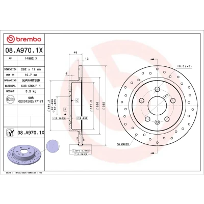 Abbildung von BREMBO Bremsscheibe OPEL: Insignia A Sports Tourer, Schrägheck, Limousine, CHEVROLET: Malibu VIII 08.A970.1X 13501289,23118537