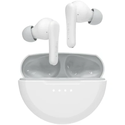 Abbildung von Belkin SoundForm Nano 2 Bluetooth In Ear Kinderkopfhörer mit integriertem Mikrofon, 28 Std. Akkulaufzeit, Lautstärkebegrenzung auf 85 dB, wasserfest nach IPX5, für iPhone, iPad, Galaxy usw. Weiß