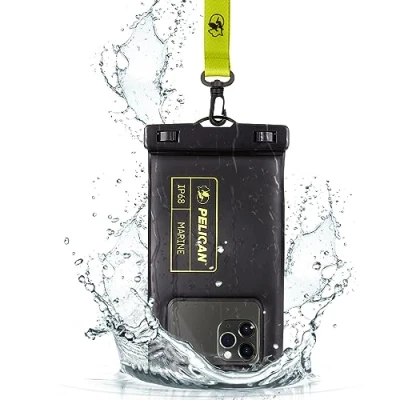 Abbildung von Pelican Marine IP68 wasserdichte Handyhülle/Hülle (Normale Größe) schwimmende, Handyhülle für iPhone 15 Pro Max/14 Max/13 Max/12/S24 Ultra abnehmbares Umhängeband