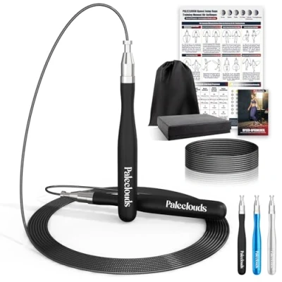 Abbildung von Springseil Speed Rope, 2 Kugellager Erwachsene Fitness Mit kostenloses Schraubendesign &amp; Aluminium Griff, 300CM Seilspringen Trainingsposter Für Boxen MMA
