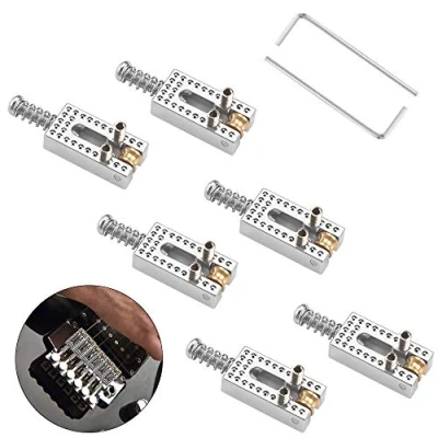 Abbildung von Tremolo Sattel 6 Stücke Bridge Saitenhalter E Gitarre Ersatzteile mit 2 Schrauben, Gitarren Saitenreiter Brück Sättel attel Roller für