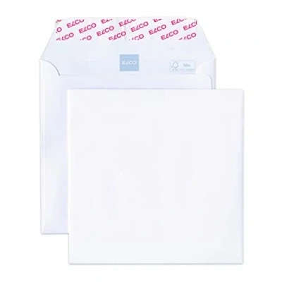 Abbildung von Elco 40958 Quadratische Briefumschläge/Versandtasche,Box mit 500 Briefumschläge/Versandtasche, Haftklebeverschluss, 155x155, 120g, weiss, Fenster: nein