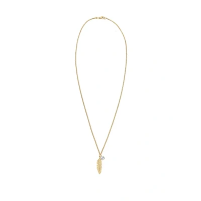 Abbildung von Elli Halskette Damen Feder Anhänger Boho mit Kristall in 925 Sterling Silber Vergoldet
