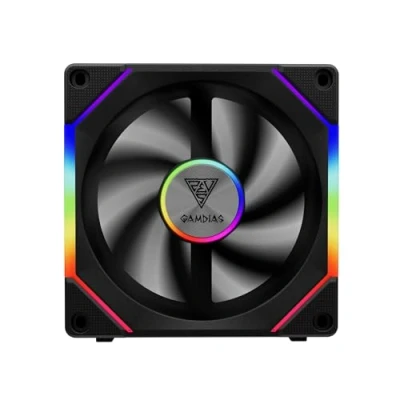 Abbildung von GAMDIAS ARGB PC Gehäuselüfter, 120 mm, kabellose Daisy Kette, austauschbares Lüfterblatt für umgekehrten Luftstrom, 30 mm Dicke, Infinity Spiegel, kein Controller