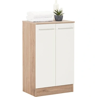 Abbildung von Pelipal Badezimmerschrank Quickset 380 in Sanremo Eiche Terra quer Nachbildung, 50 cm breit Unterschrank mit 2 Türen und 1 Einlegeboden