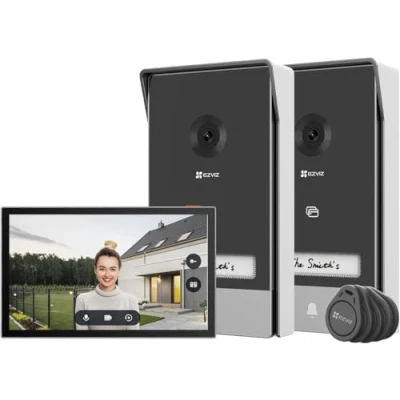 Abbildung von EZVIZ 2K Video Türklingel Kit mit Türsprechanlage*2 und 7&quot; Farb Touchscreen, KI Personenerkennung Zwei Wege Audio, 2 Gegensprechanlage Türöffner, Dualband WLAN, HP7 Entry