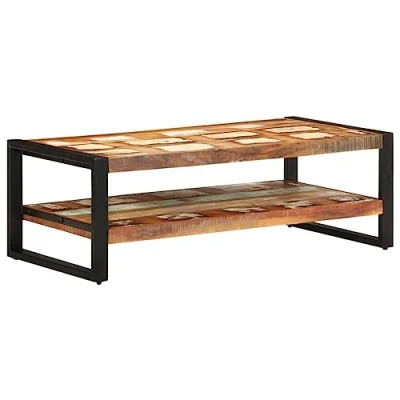 Abbildung von vidaXL Couchtisch Beistelltisch Wohnzimmertisch Kaffeetisch Sofatisch Holztisch Wohnzimmer Tisch 120x60x40cm Altholz Massiv Eisenrahmen