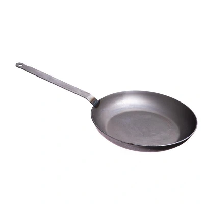 Abbildung von HENDI Pfanne Flachstahl ø 28 x 5 cm Induktion Elektro Gas Herd Stärke: 3 mm Bodendurchmesser: 22 cm, Gastro Bratpfanne Kohlenstoffstahl