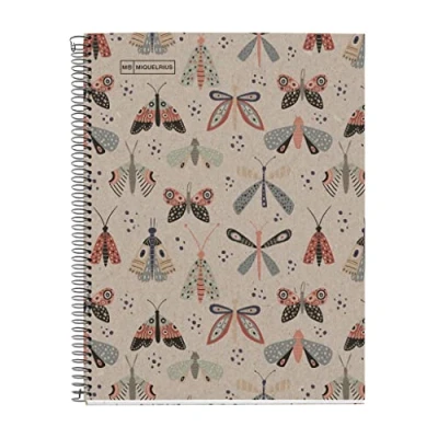 Abbildung von MIQUELRIUS Notizbuch, 100 % recycelt, 1 farbiger Streifen, A4, 80 Blatt, kariert, 5 mm, Papier g, 4 Bohrungen, Einband aus recyceltem Karton, Design Ecobutterfly