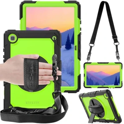 Abbildung von TECHGEAR Utility Hülle Kompatibel mit Samsung Galaxy Tab A7 10.4 (SM T500/SM T505) Robust Stoßfest Outdoor Schutzhülle 360 Grad Schwenkständer, Hand Schultergurt Eingebaut Bildschirm Grün