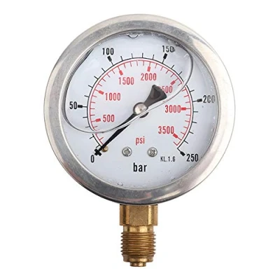 Abbildung von Flüssigkeitsgefülltes hydraulisches Manometer 0 3750PSI 250 Bar Manometer, 2,5 &quot;DIAL Anzeige, G1/4 Gewindeanschluss