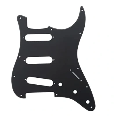 Abbildung von Musiclily 11 Löcher SSS Strat Pickguard Gitarre Schlagbrett für Fender American/Mexican Standard Stratocaster Modern Style E Gitarre,1 lagig Mattschwarz