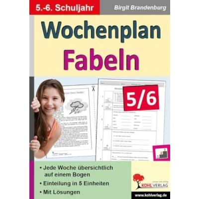 Abbildung von Wochenplan Fabeln / Klasse 5 6: Jede Woche in fünf Einheiten auf einem Bogen im 5. 6. Schuljahr: Kopiervorlagen zum Einsatz Schuljahr
