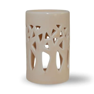 Abbildung von Parfumbrenner Fondant Duftwachs Diffusor für Öl und Duft Kerzenhalter Windlicht Aromatherapie aus Keramik mit Lichtprojektion H 11 cm Beige Forest Zen&#039;Arôme