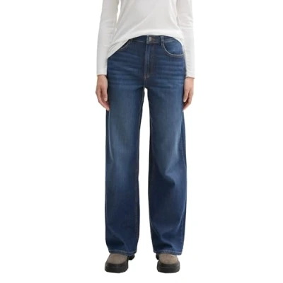 Abbildung von TOM Tailor WIDE MIT HIGH Waist Flared Jeans, Damen, Größe: 26x32, Used dark stone blue denim