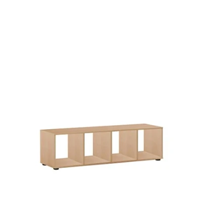 Abbildung von FMD furniture Bücherregal Raumteiler Ordnerregal mit 4 Fächern stehend oder liegend in Sandeiche für Wohnzimmer, Büro, Kinderzimmer