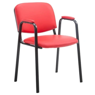 Abbildung von CLP Stapelstuhl Ken Pro I Konferenzstuhl Mit Kunstleder Bezug Und Armlehnen, Farbe:rot