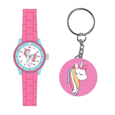 Abbildung von Miraval Quarzuhr Kinderarmbanduhr Silikonarmband, Schlüsselanhänger Einhornmotiv