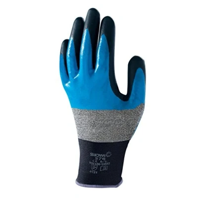 Abbildung von SHOWA 376R, Nitrilschaum, Nitril Beschichtung, Mehrzweck, Dunkelgrau / Grau Blau Schwarz, 9/XL