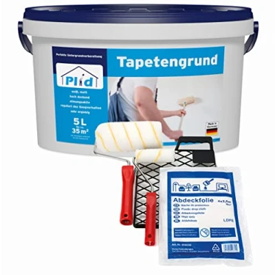 Abbildung von plid Grundierfarbe Premium Tapetengrund Tapetengrundierung Grundierung Set, Schnelltrocknend