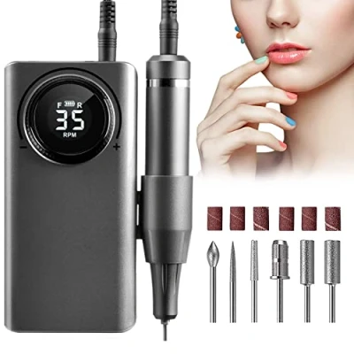 Abbildung von Elektrische Nagelfräser für Gelnägel 35000 U/Min Nagelfeile Professional Fräser LED Display USB Aufladung Tragbar Electric Maniküre Set Acrylnägel DIY Nagelkunst