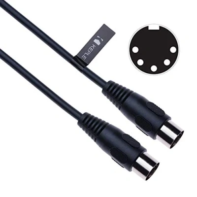 Abbildung von 5 DIN MIDI Kabel Stecker zu Audioleitung für Controller, Synthesizer, Klaviertastatur Sequenzer, Elektronisches Schlagzeug Drum Machine Effektprozessor, Sampler Multi Effekt Pedal (2m)
