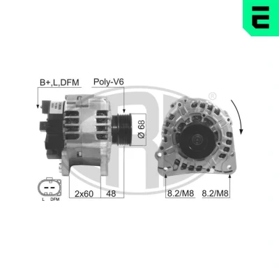 Abbildung von ERA 210605A Lichtmaschine 14V 120A VOLKSWAGEN: Transporter 4 Bus, Kastenwagen, Pritsche / Fahrgestell, VOLVO: V70 2, I